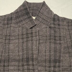 Ruffhewn Plaid Fleece Jacket Womens Large Grey Button Up Collared Back‎ Vent
